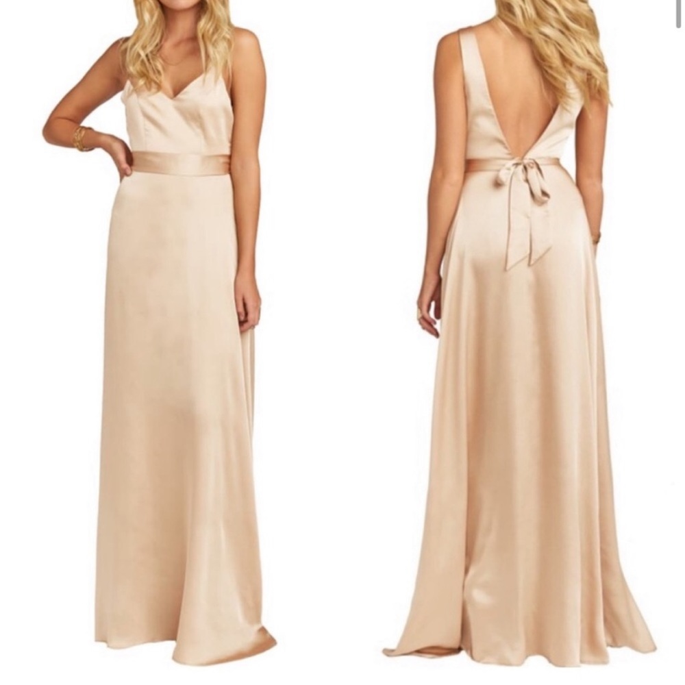 SHOW ME YOUR MUMU Jenn Champagne Satin Luxe Maxi XS NWT